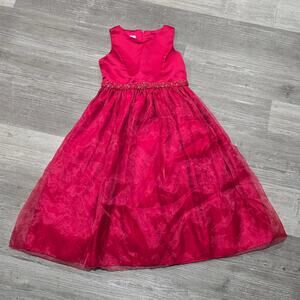 Cinderella Red Sleeveless Beaded Holiday Formal Girl's Dress